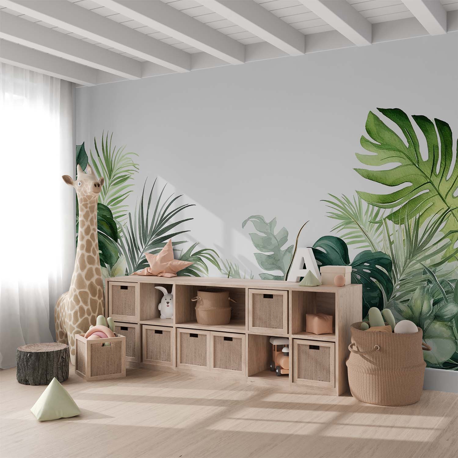 Green Jungle Plants Background Wallpaper Mural 2