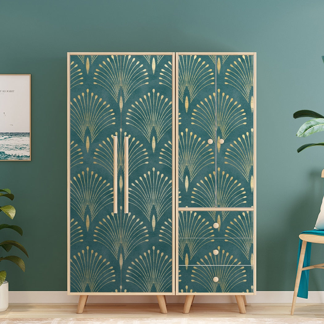 Geometric Bloom Green Self-Adhesive Wallpaper
