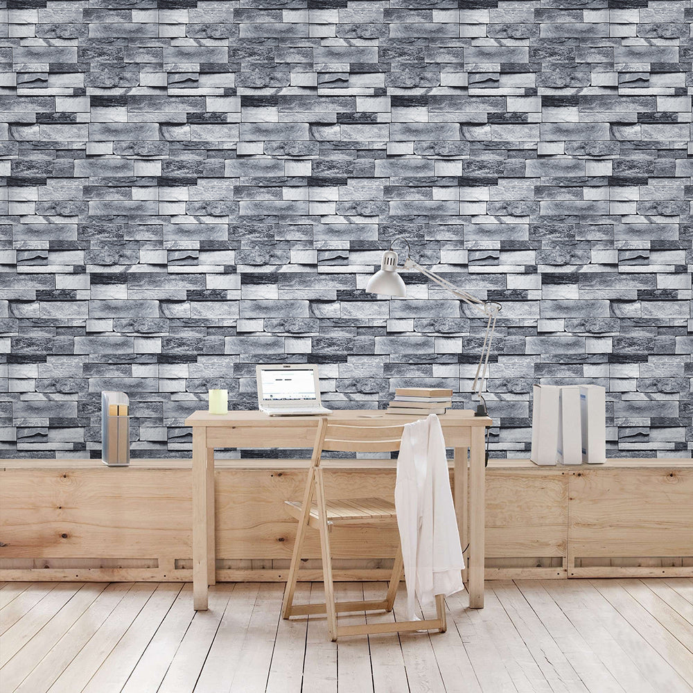 Stones And Bricks Imitation Peel and Stick Wallpaper