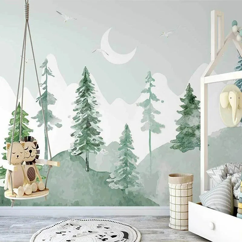 Nordic Forest Mountains Kids Wall Mural Wallpaper
