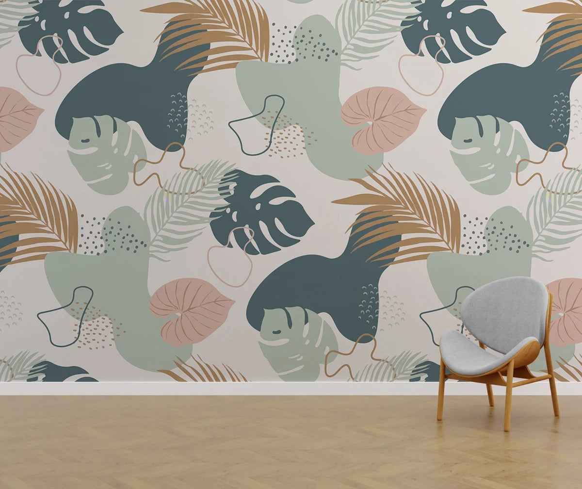 Abstract Tropical Leaf Collage Seamless Wallpaper
