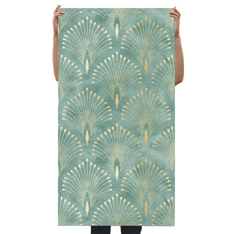 Geometric Bloom Green Self-Adhesive Wallpaper