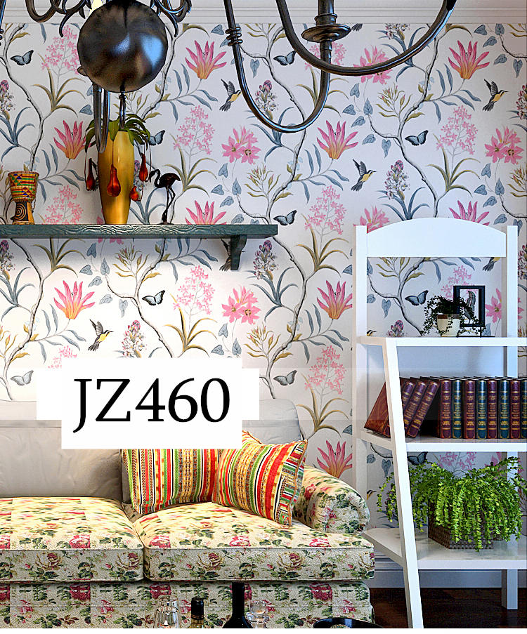 Pink Floral Birds And Butterflies Peel and Stick Wallpaper