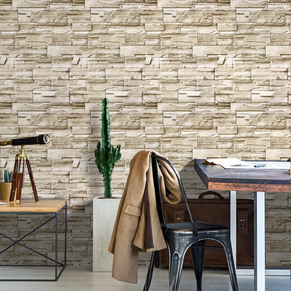 Stones And Bricks Imitation Peel and Stick Wallpaper