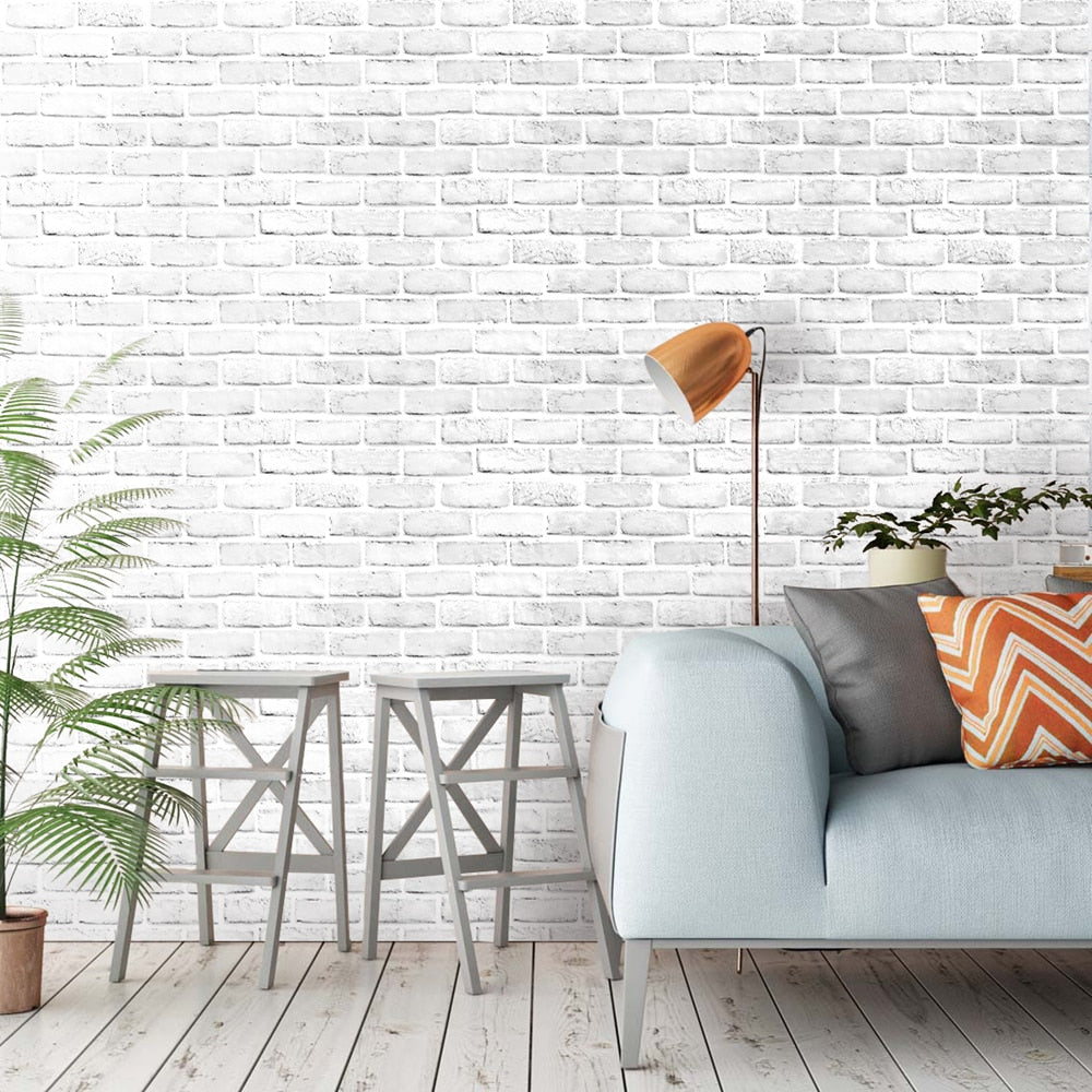 White/Grey Brick Wall Self-Adhesive Wallpaper