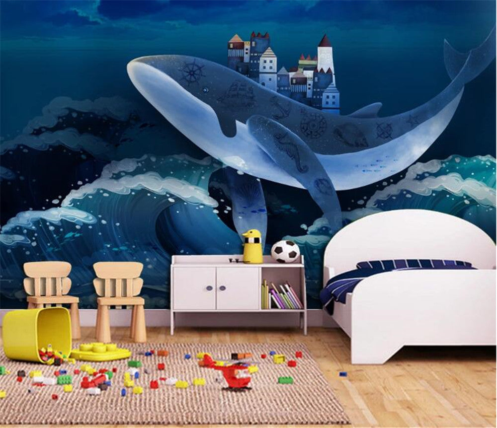 Fantasy Whale On Sea Wallpaper Mural