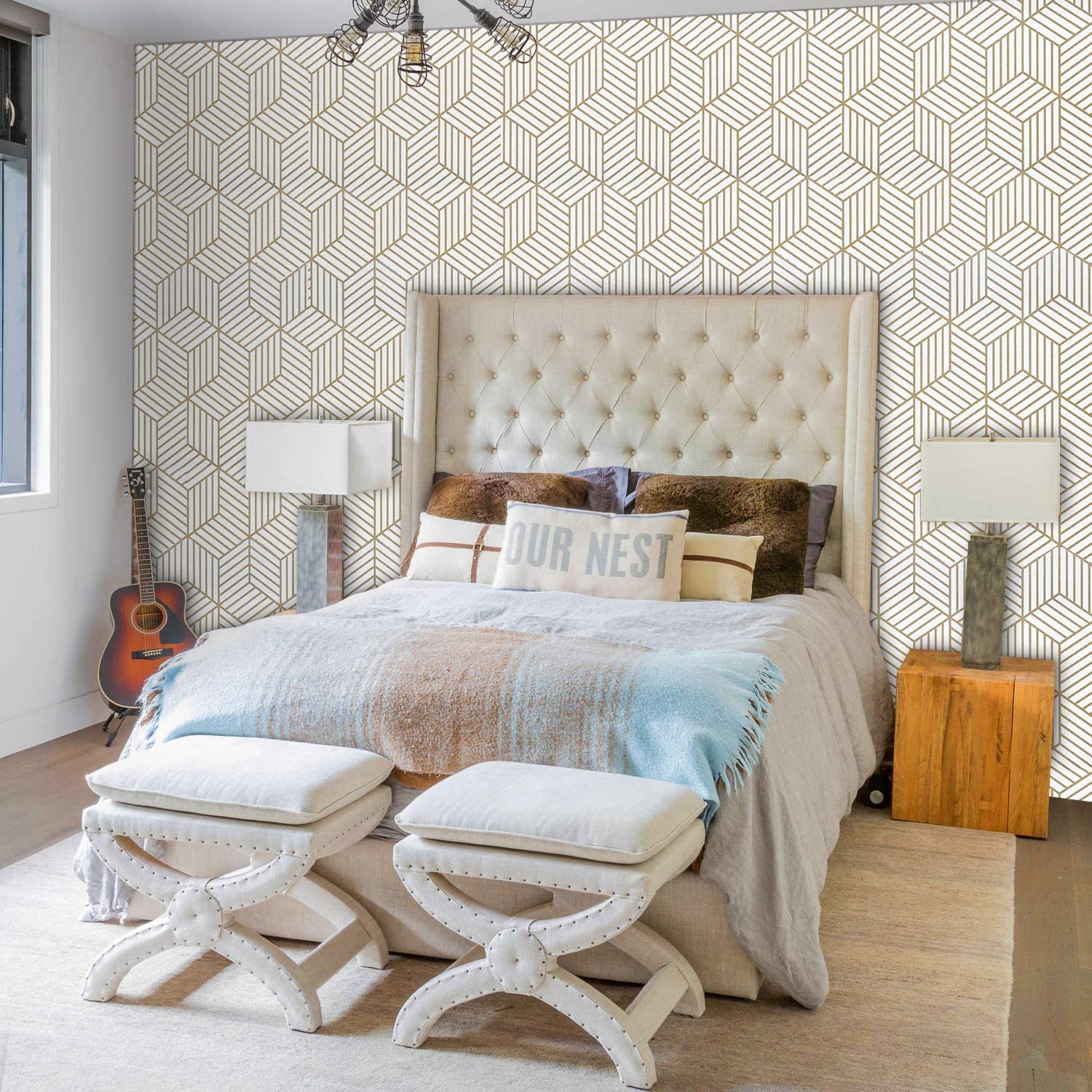 Geometric Hexagon Self-Adhesive Wallpaper