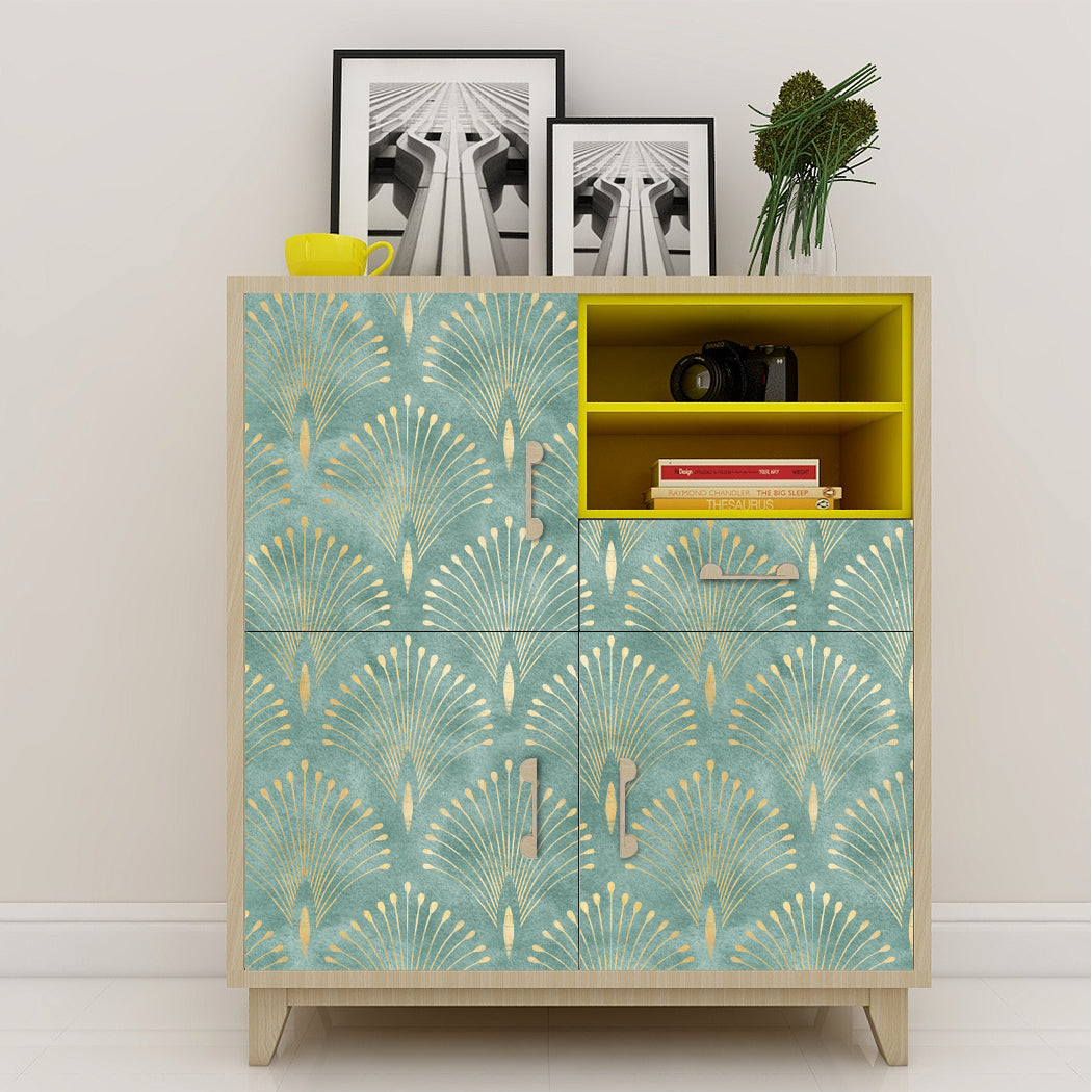 Geometric Bloom Green Self-Adhesive Wallpaper