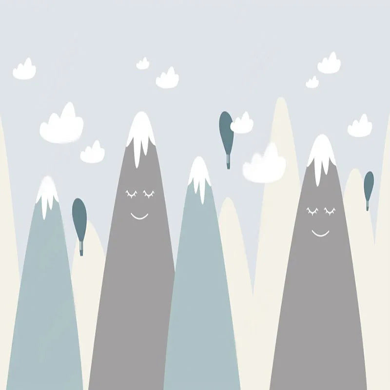 Smiling Mountain Cloudscape Nursery Wall Mural Wallpaper