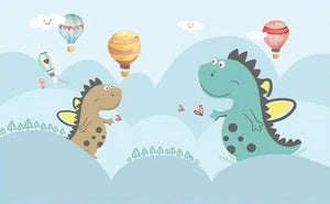 Cute Minimalist Hand-painted Dinosaurs Wallpaper Mural