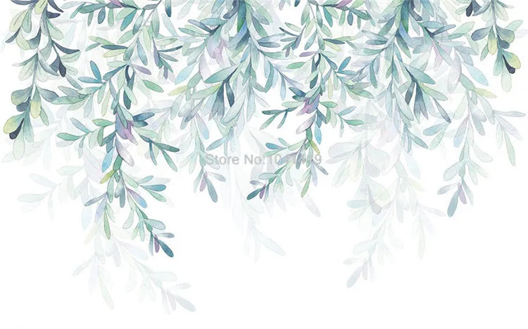 Watercolor Hanging Leaves Wall Mural Wallpaper