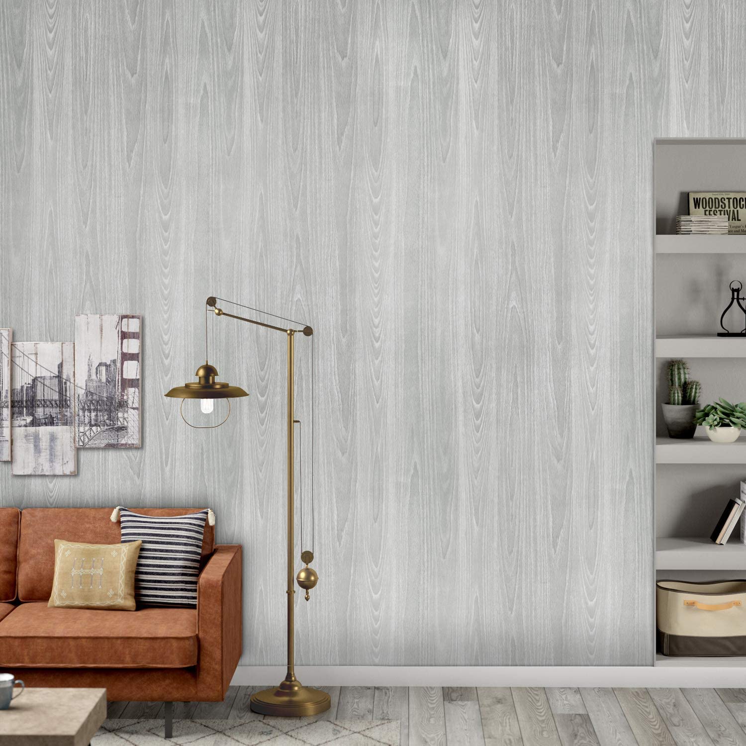 Gray Wood Self-Adhesive Wallpaper