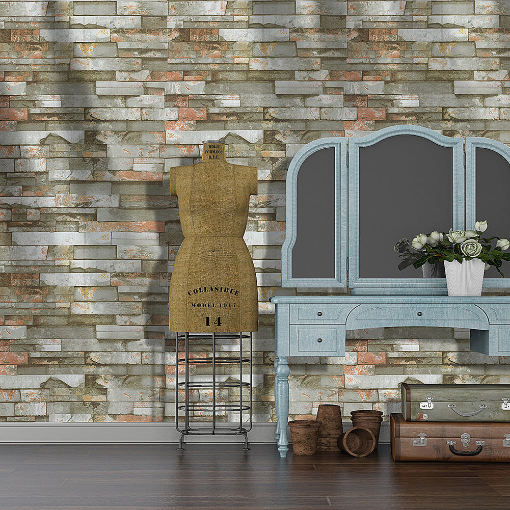 Stones And Bricks Imitation Peel and Stick Wallpaper