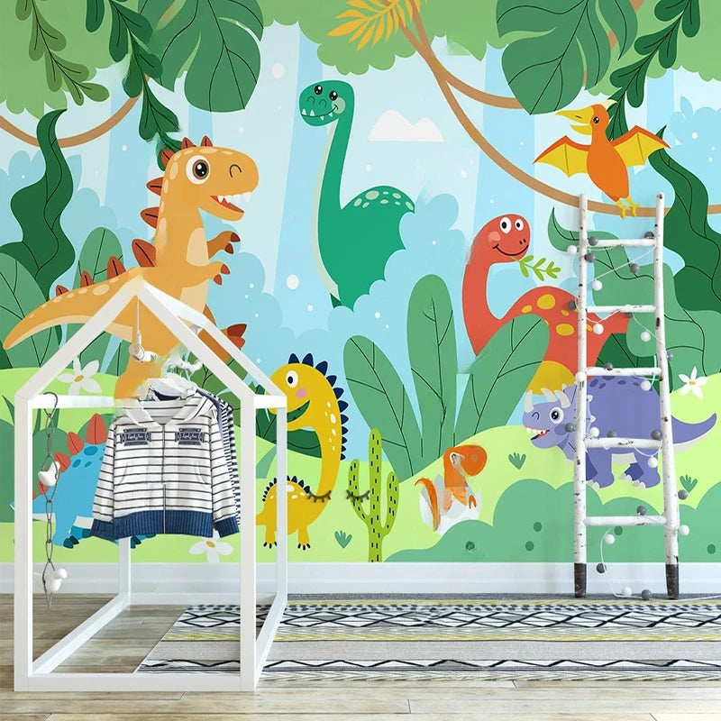 Cartoon Dino Friends Wall Mural Wallpaper