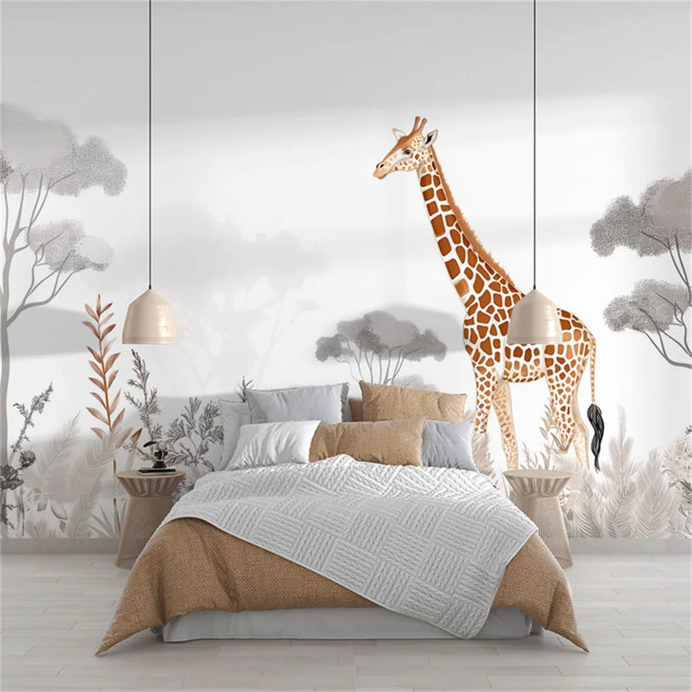 Minimal Giraffe Kids Wall Mural Wallpaper