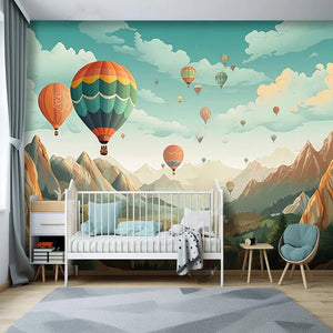 Mountain Landscape Hot Air Balloons Wallpaper Mural