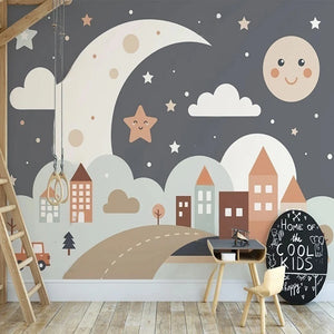 Nordic Moon Stars Kids Wall Mural Wallpaper