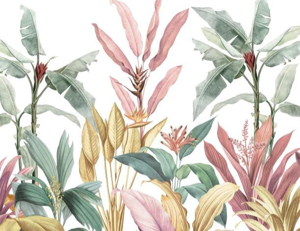 Colorful Tropical Plants Wallpaper Mural