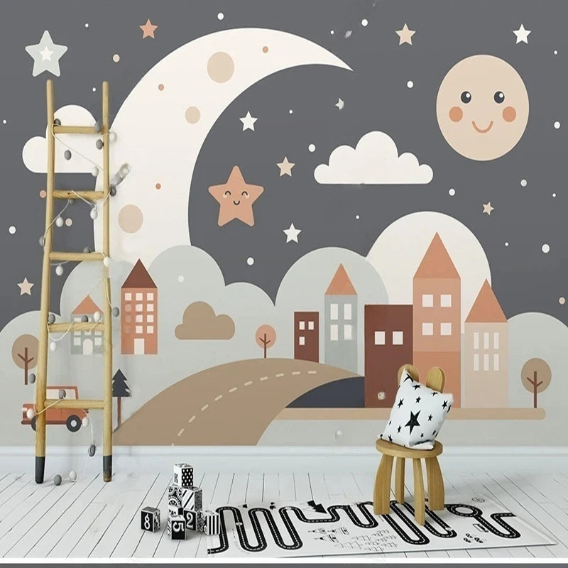 Nordic Moon Stars Kids Wall Mural Wallpaper