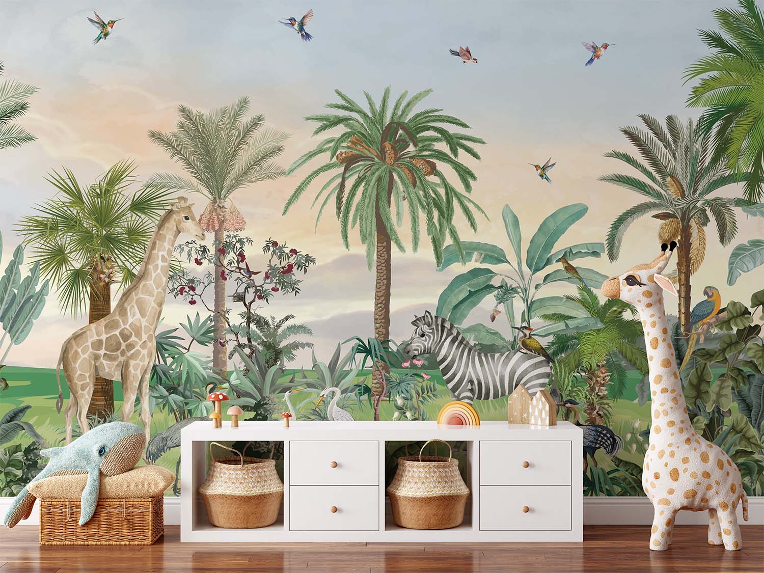 Tropical Wildlife Golden Hour Wallpaper Mural
