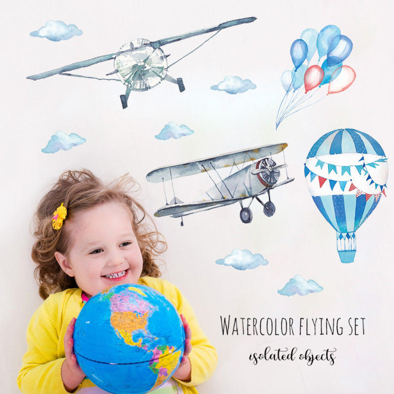 Cartoon Wall Decals Watercolor Classic Planes