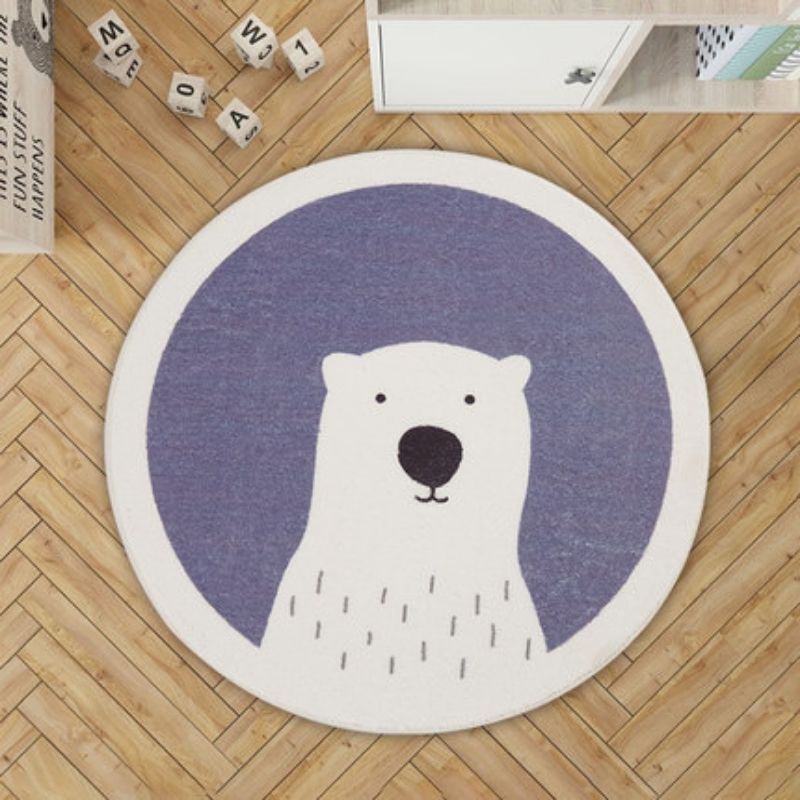 Nursery Round Area Rug Animal Portraits