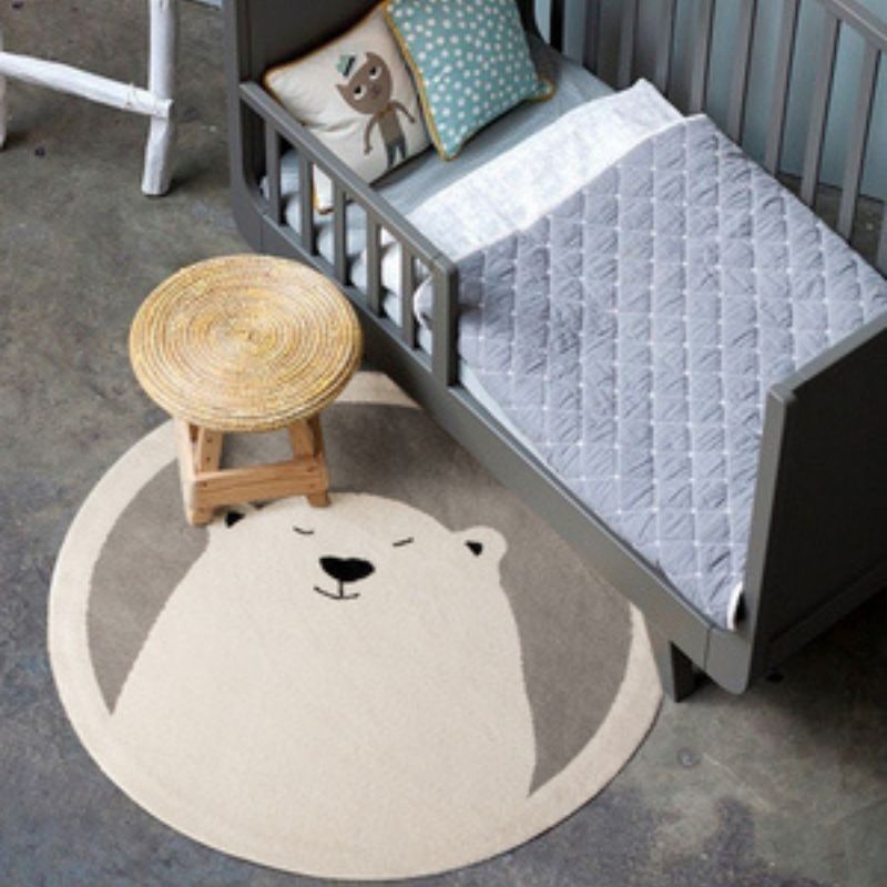 Nursery Round Area Rug Animal Portraits