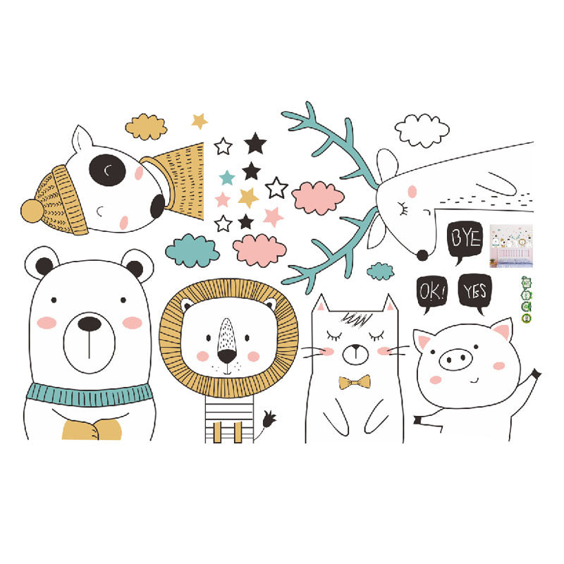 Cartoon Wall Decals Winter Warm Animals