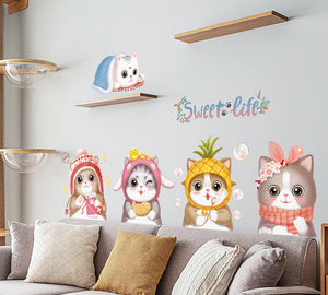 Cartoon Wall Decals Little Cute Cats