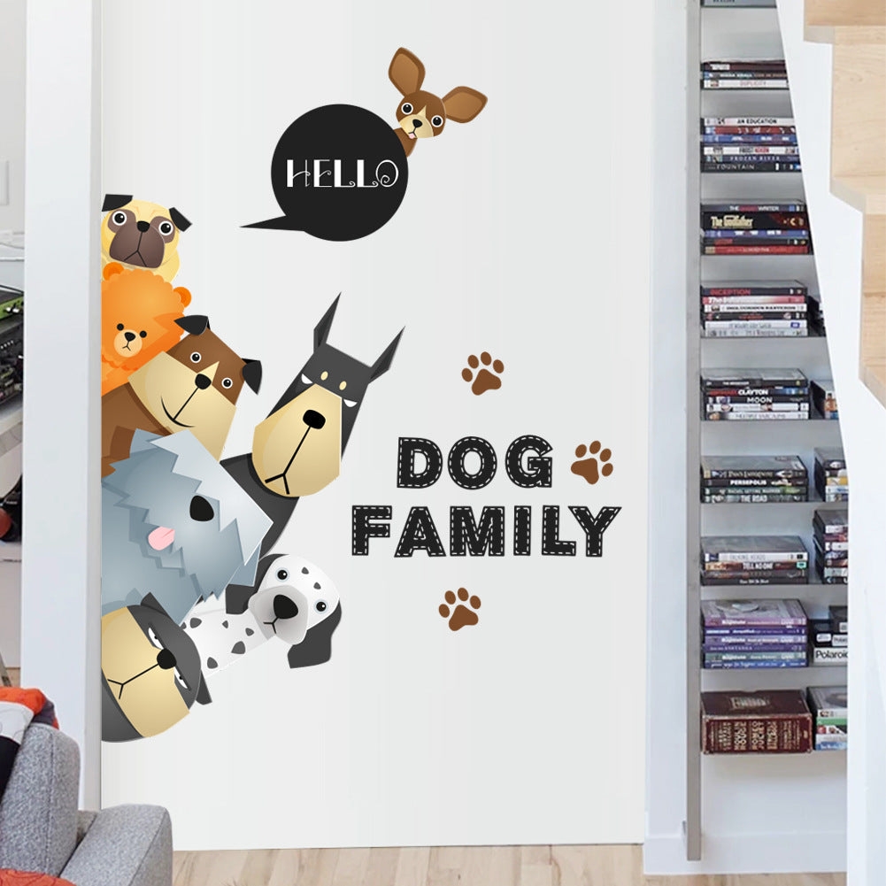Cartoon Wall Decal Dog Family