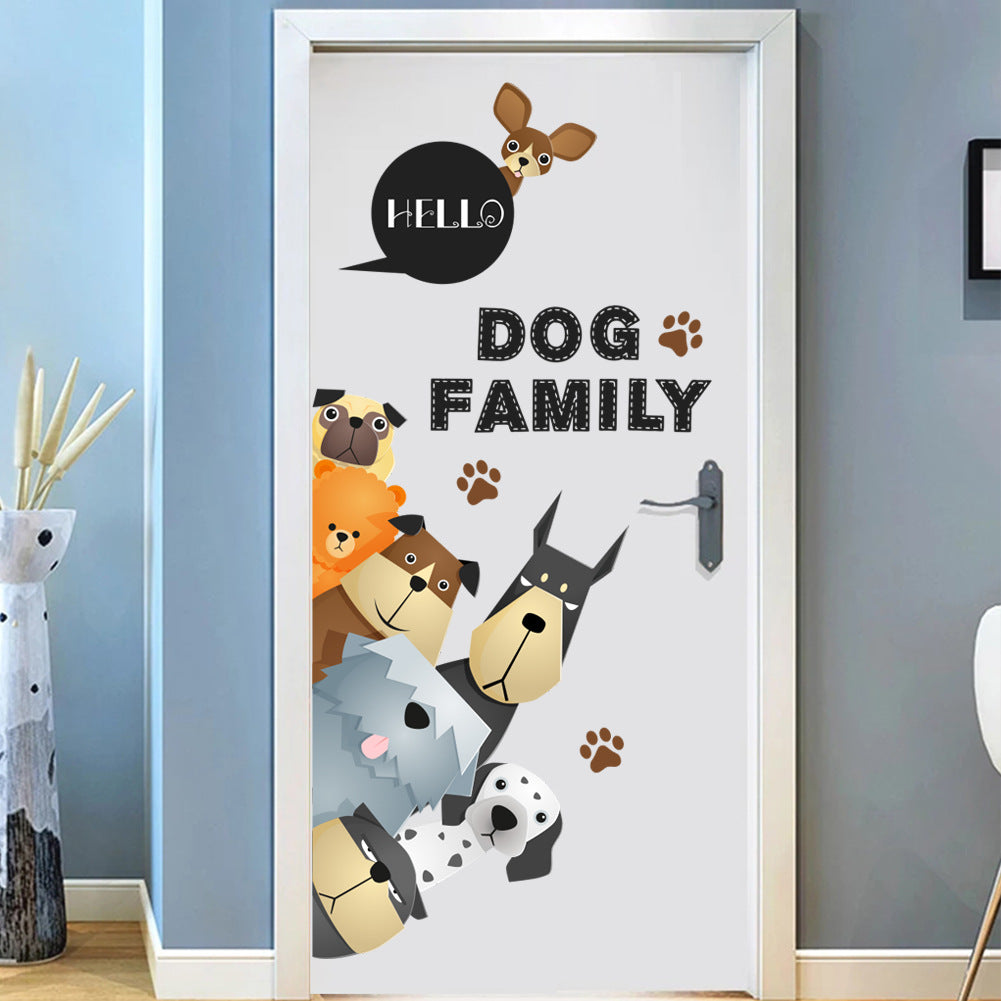 Cartoon Wall Decal Dog Family