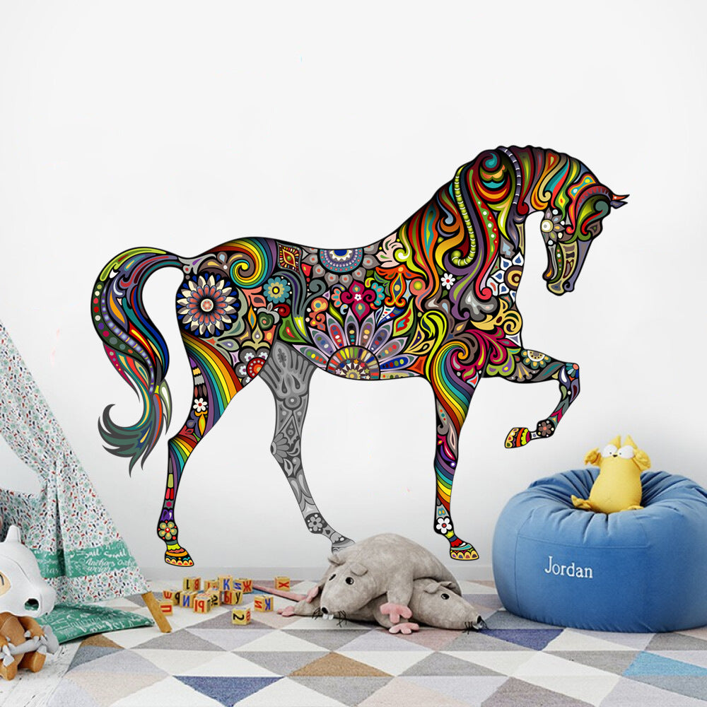 Cartoon Wall Decals Mandala Color Horse