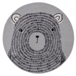 Nordic Rounded Cartoon Nursery Rug Animals
