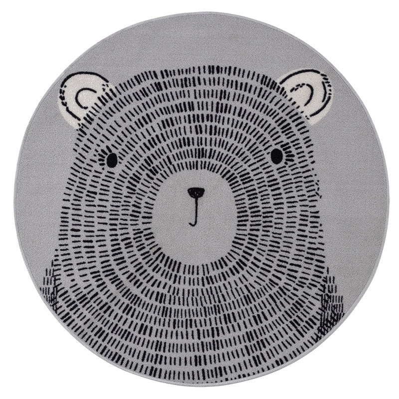 Nordic Rounded Cartoon Nursery Rug Animals