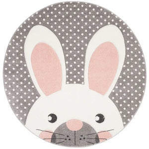 Nordic Rounded Cartoon Nursery Rug Animals
