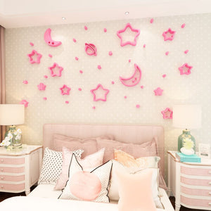 Pattern Wall Decals Moon and Stars 3D