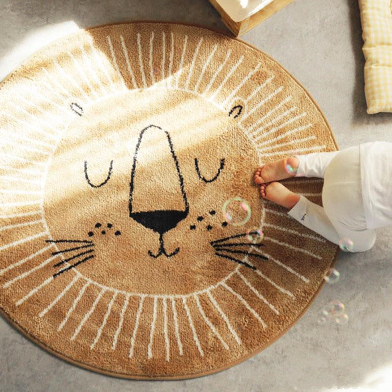 Cartoon Comfy Round Rug Sleepy Lion
