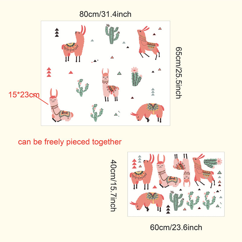Cartoon Wall Decal Pink Alpaca