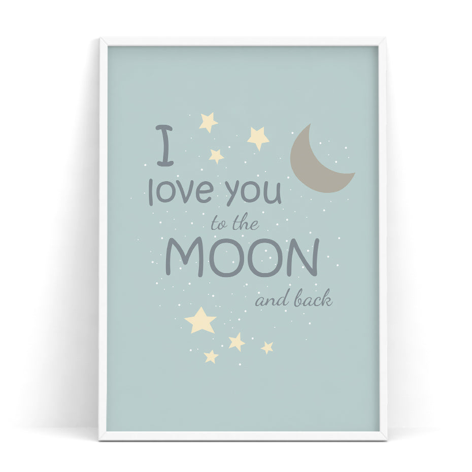Cartoon Polar Bear Bird Elephant I Love You Moon Back Wall Art Poster