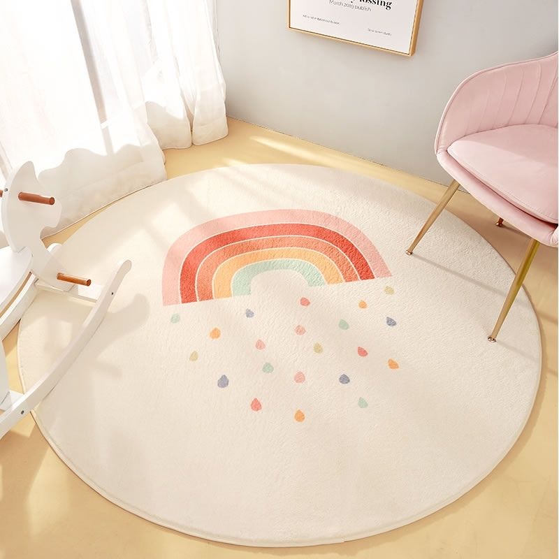 Round Area Rug Cartoon Rainbow