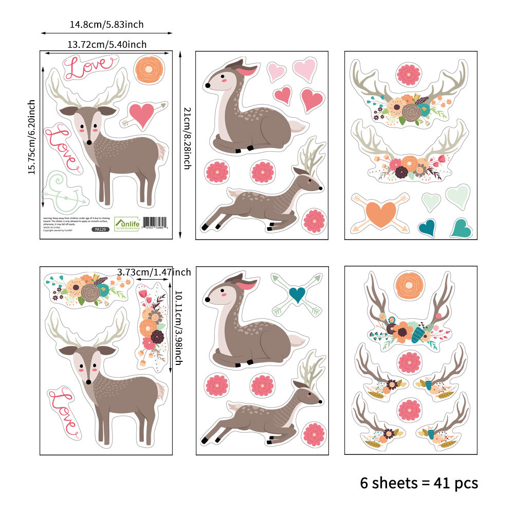Pattern Wall Decals Cute Christmas Animals