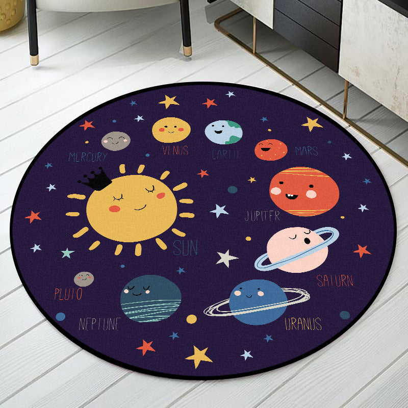 Round Rug Space Planets