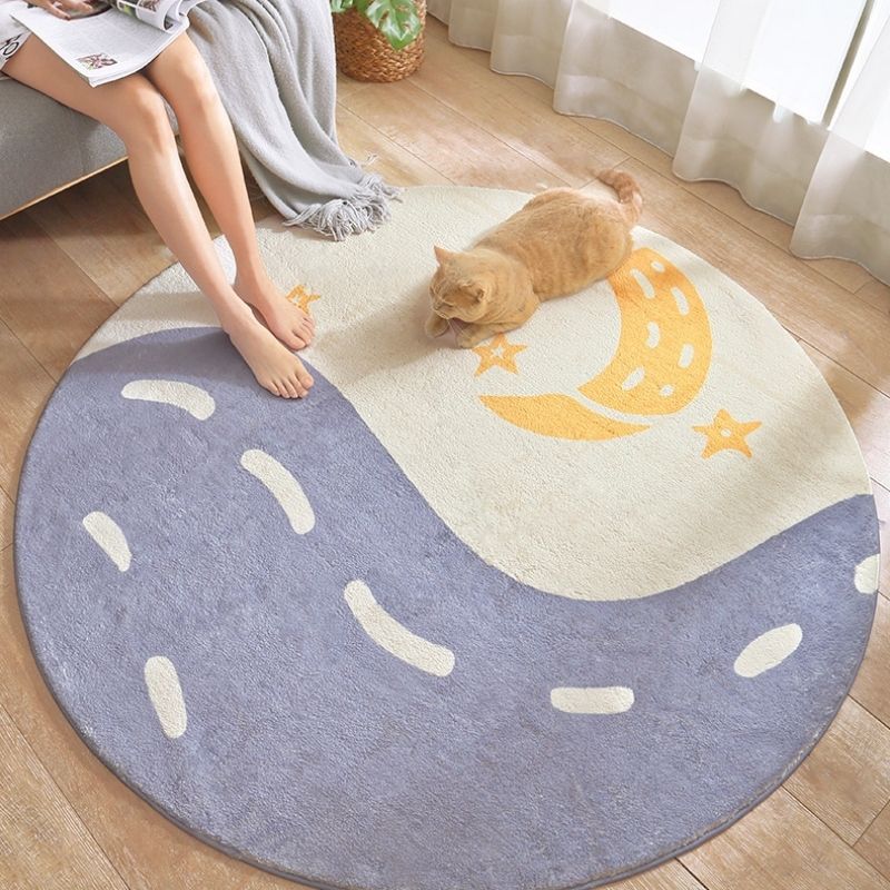 Round Area Rug Wavy Sky