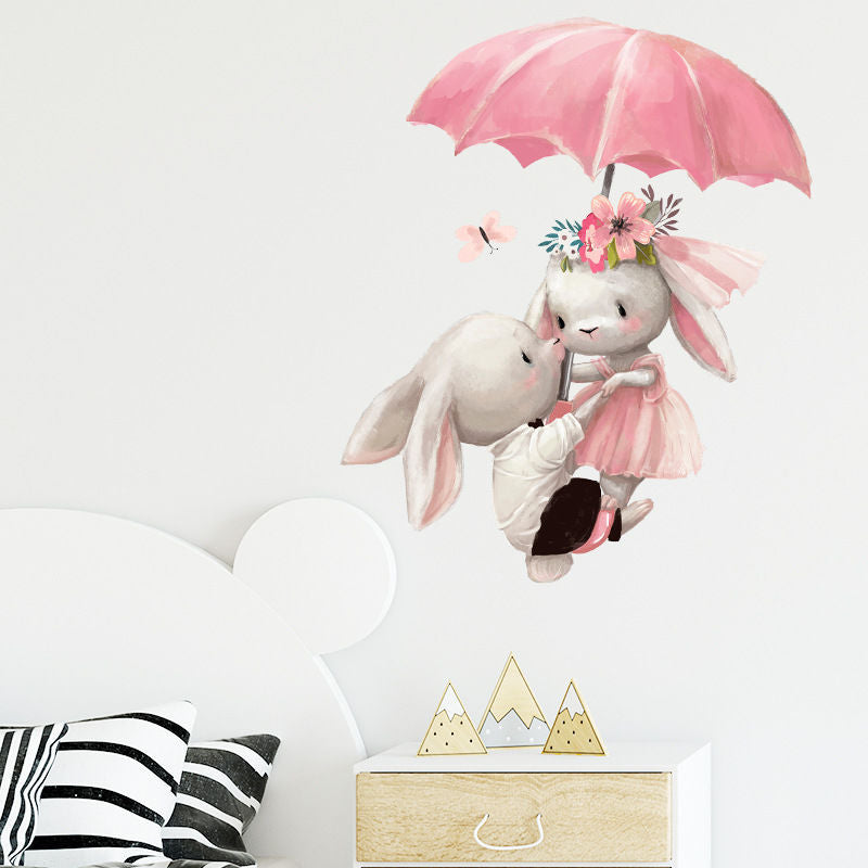 Cartoon Wall Decals Creative Little Rabbits