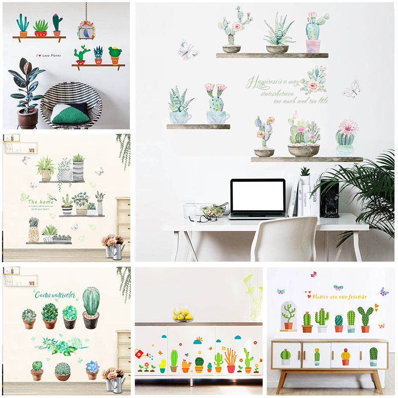 Cartoon Wall Decals Cactus Garden