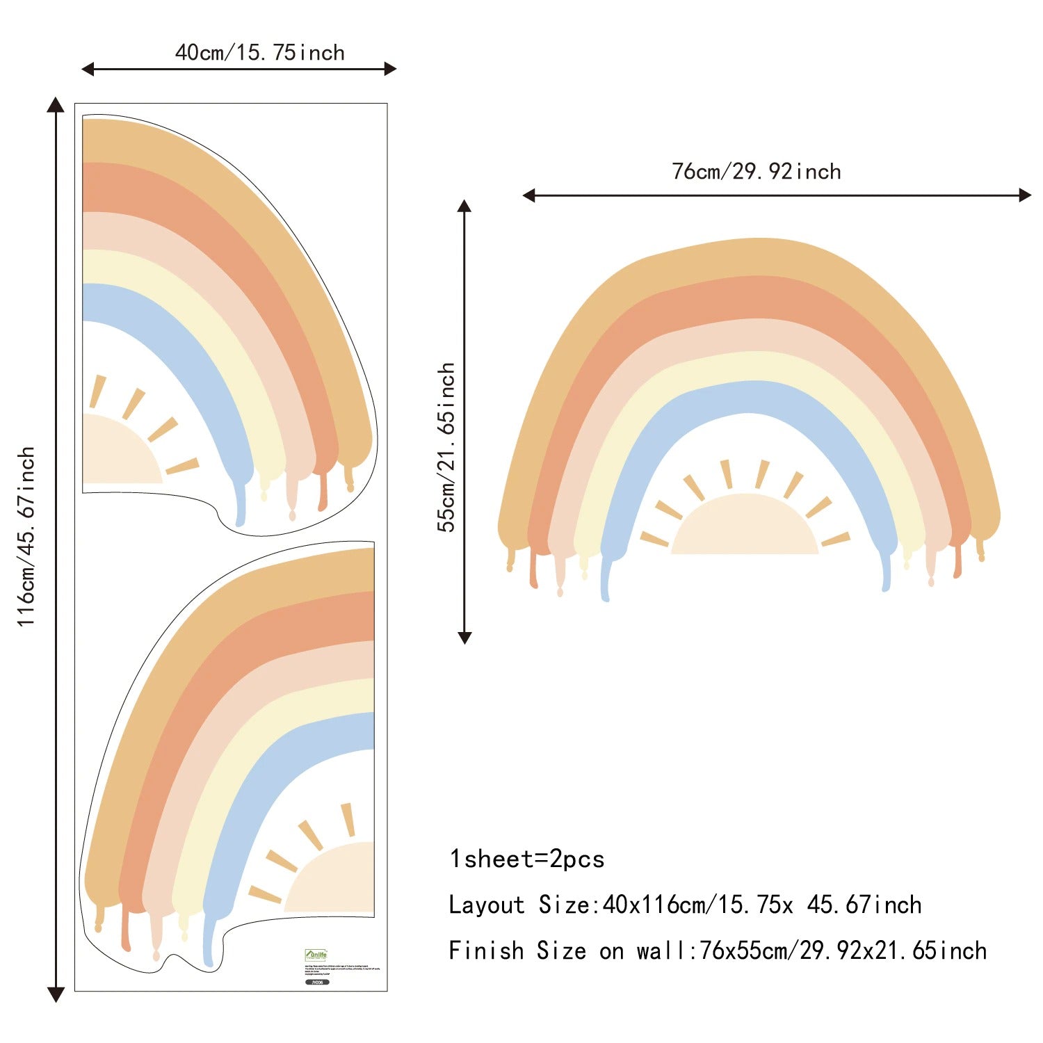 Wall Decals Colorful Rainbows