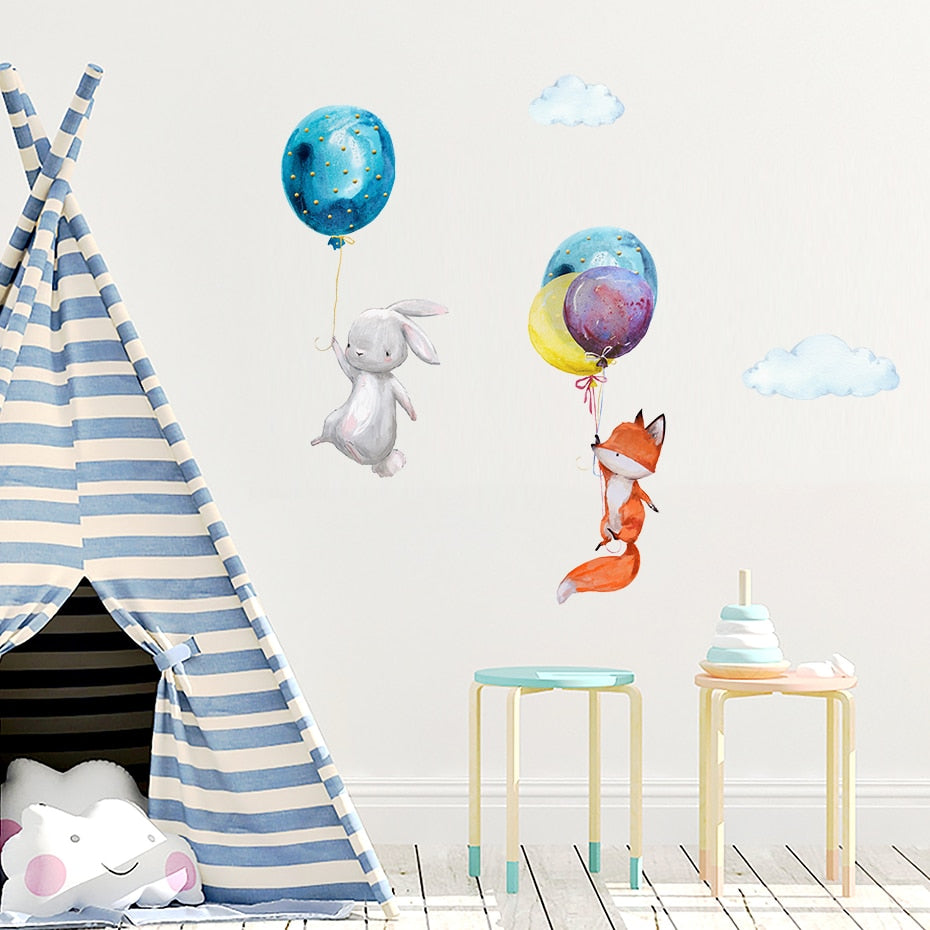 Nursery Wall Decals Forest Animals Balloons