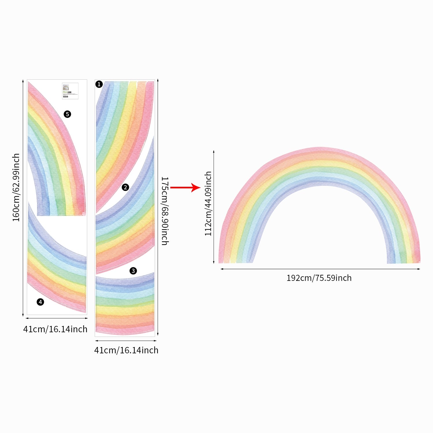 Watercolor Classic Rainbow Wall Decal