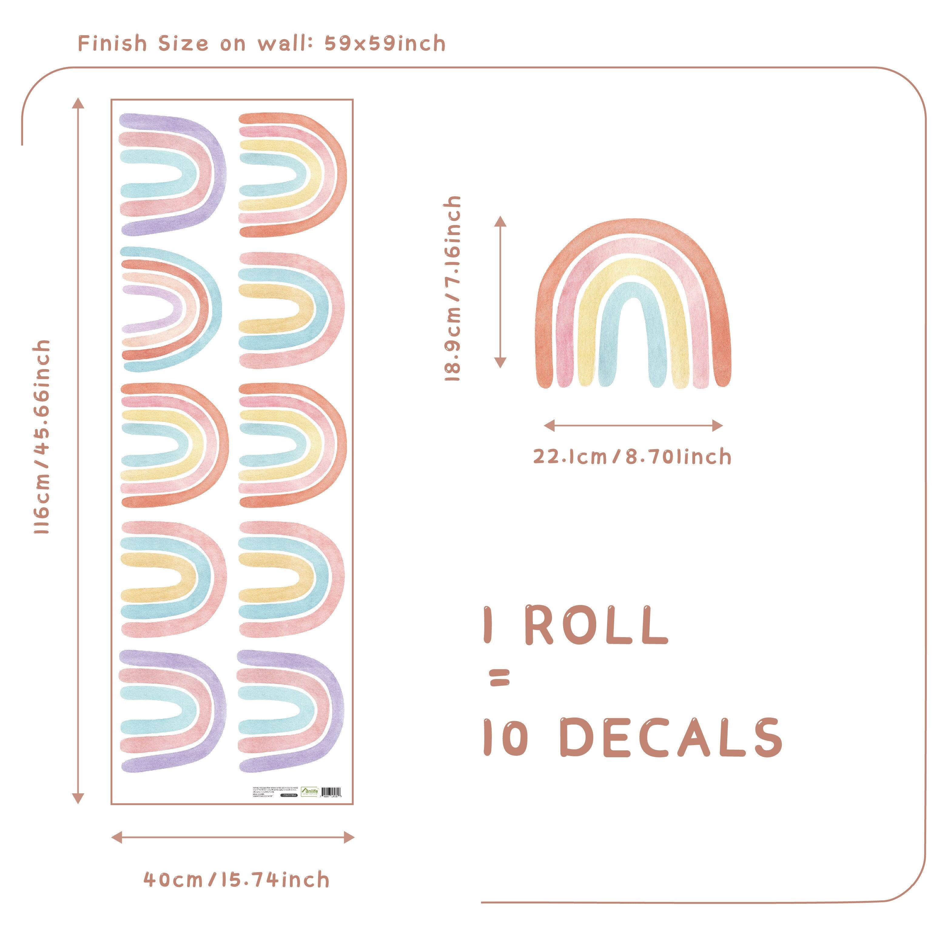 Small Colorful Rainbows Wall Decals