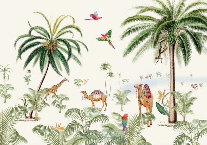 Saddled Camels Safari Wallpaper Mural